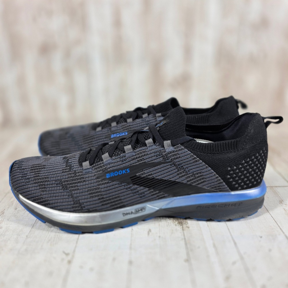 Brooks Ricochet Mens Running Shoes Black Grey Blue DNA AMP 1103151D053 Size 14